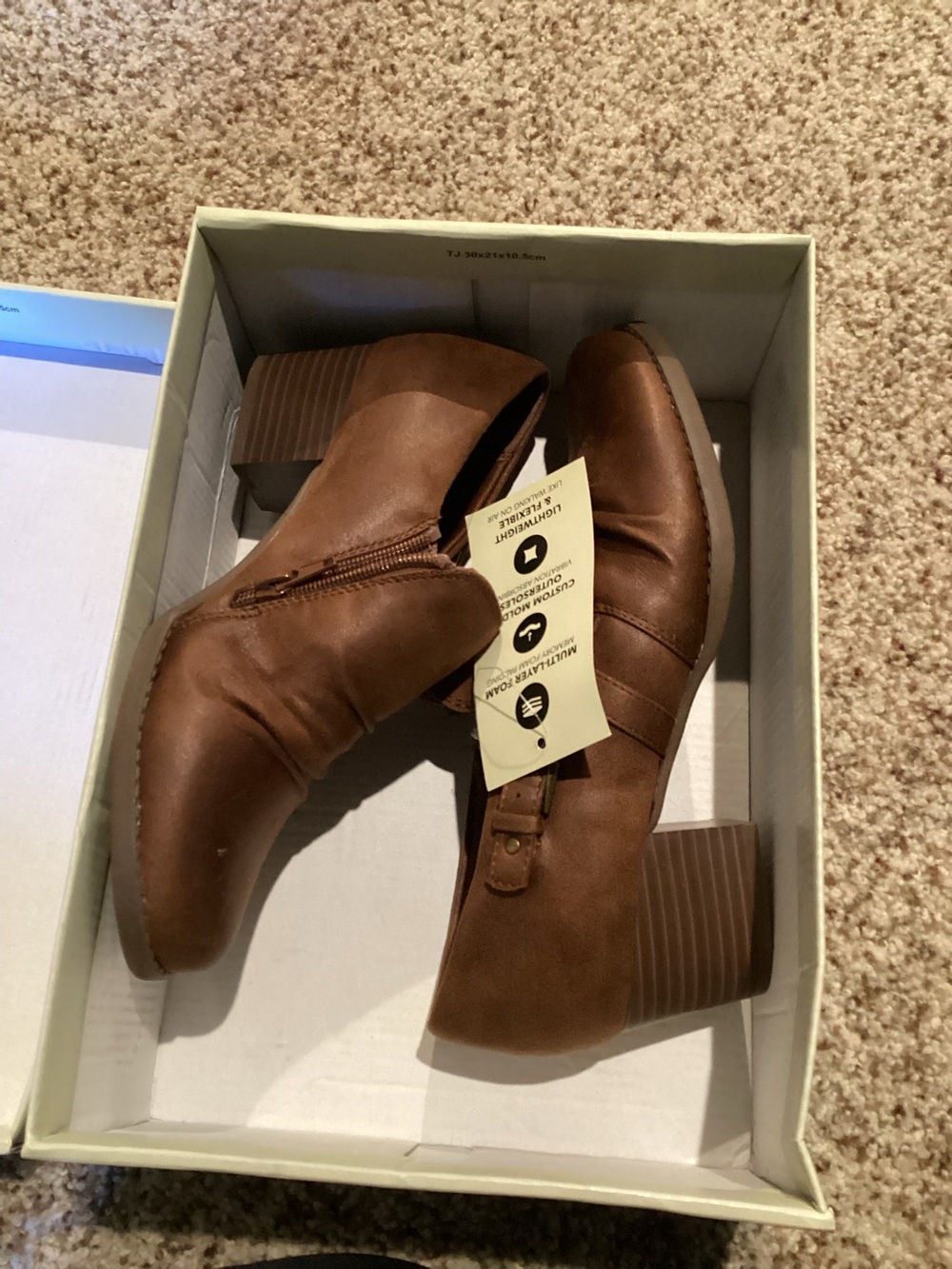 Kim Rogers Cognac Brown Low Block Heel Ankle Booties